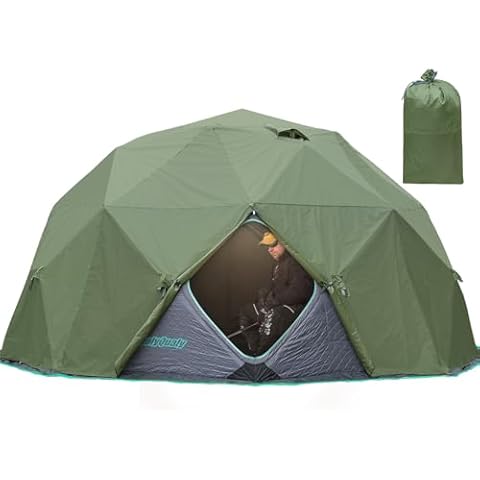 QualyQualy Tent Rain Cover for 8-Sided Ice Fishing Tent, Octagonal Ice Fishing shelter Rainproof Trap Snow-Proof Waterproof Cover with Storage Bag,Green Cover