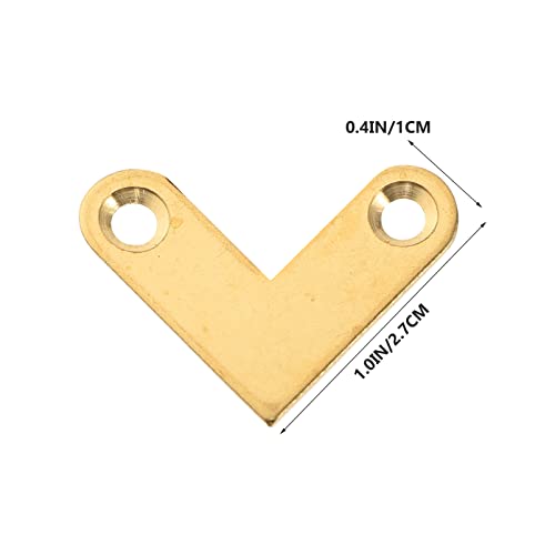 VILLCASE 6Pcs Antique L Shape Brass Flat Corner Bracket Joint Flat Corner Brace Plate Support Drawer Fixed Corner Code (Gold) - Image 2