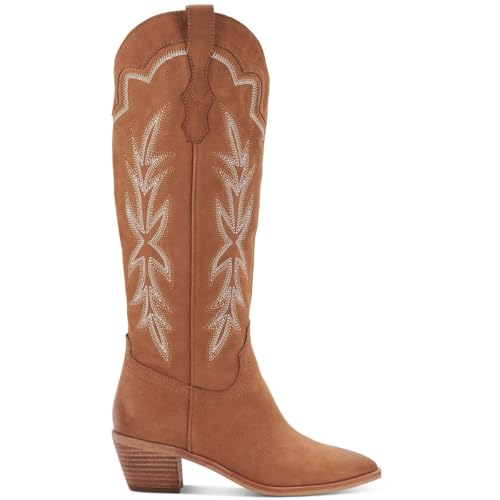 Dolce Vita Womens Shiren Leather Tall Cowboy, Western Boots Tan 8.5 Medium (B,M)3