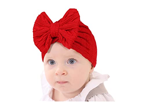 Lddcx Baby Beanie Knit Hat Cute Bows Turban Cap Wraps Hat.(Mz6) (Beige) #TOP1