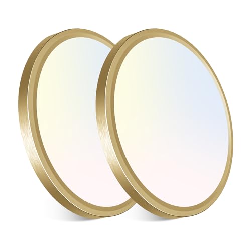 Image of libtit 7 Inch Golden Flush Mount Ceiling Light, 15W Aureate Ceiling Light Fixture, 3000K /4000K /6500K Color Selectable, Gilded Round Ceiling Lighting for Bedroom Kitchen Pantry, 2Pack