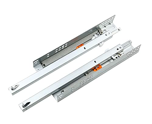 Diapositivas de cajón resistentes para montaje inferior, cierre suave, extensión parcial, rieles ocultos, acero chapado en zinc, capacidad de carga de 25 kg, 2 pares