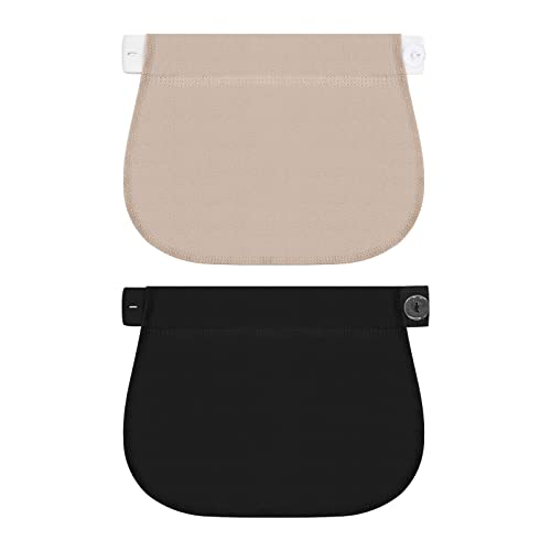 2 Stück Verstellbare Hosenerweiterung für Schwangere Elastisch Hosenbunderweiterung Verstellbarer Bund Extender Taillen Verlängerung Hosen Erweiterung für Schwangerschaftshosen(Schwarz/Khaki)