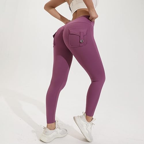 Leggings bohemios para mujer, leggings marrones para mujer, talla grande, pantalones deportivos para mujer, pantalones deportivos de cintura alta, pantalones de yoga para mujer, Morado (, L - imagen 3
