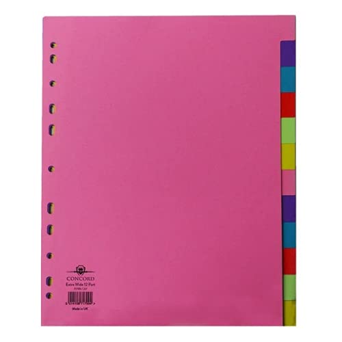 Concord Divider 12-Part A4 Extra Wide Pastel Colours 71799/J17 (Pack of 4)