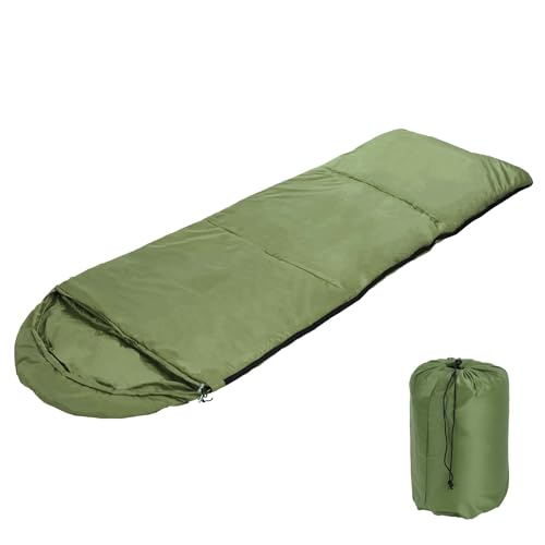 Toboli Schlafsack Grün 210x75cm Deckenschlafsack 950g Erwachsene Ultraleicht Kunstfaser für Camping und Outdoor Campen
