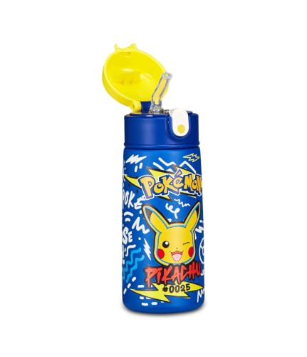 Seven Botella Kid Pokemon, azul, 460 ml, acero inoxidable, sin BPA, hermética, caliente 12h/frío 24h, a prueba de fugas, reutilizable, escuela, deporte, viaje, niño, niña, idea regalo — imagen 2