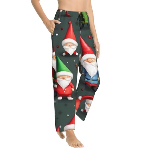 Pantalon de pyjama nains de Noël femme ample en polyester confortable