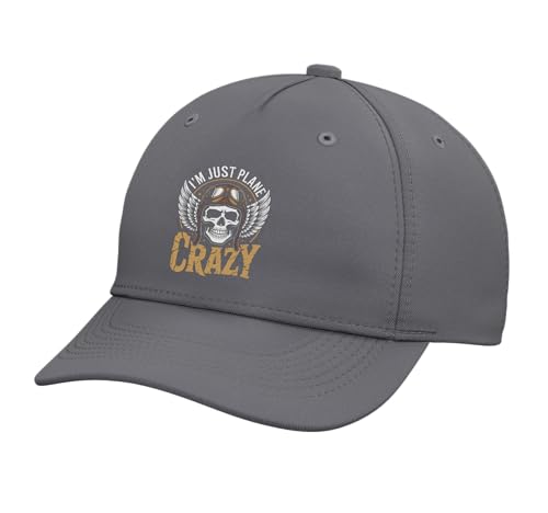 Crazy Airplane Pilot Flying Glider Aviaton Plane Adjustable Printed Baseball Hat, Slate Grey