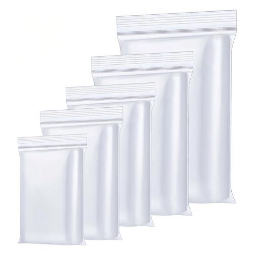Otraki 500X Sacchetti Chiusura Ermetica, 5 Misure Sacchetto Di Plastica Trasparente Antistrappo Sacchetto Di Plastica Con Cerniera, Sacchetti Con Zip 