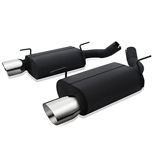 4 inches Round Muffler Rolled Tip Axle Back Catback Exhaust System Compatible with Ford Mustang 5.0L 5.4L 11-12, Left and Right Side, Stainless Steel
