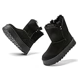 JOMIX Bottes de Neige Femme Hiver Bottines Fourrées Classiques Confortables Chaudes Douces MD9765 (Noir, 38)