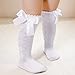 POLG Toddler Baby Girls Solid Knee-High Socks Kids Girl Mid-Calf Length Princess Sock Fashion Warmer Bow Stockings (White, 18-36 Months)