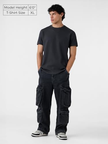 Image of The Souled Store Korean T-Shirts: Men and Boys Short Sleeves Round Neck Solid Regular Fit Easy to Style Everyday Wear Trendy Lightweight T-Shirt