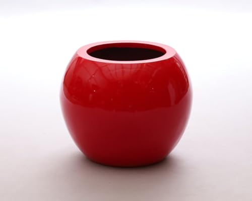 Elegant Einrichten Pflanzkübel Fiberglas Ball D40xH32cm Hochglanz rot