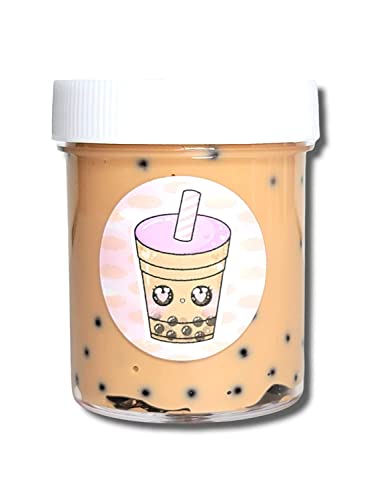 Milk Boba Tea Glossy Handmade Scented Slime 4oz - Hoshimi Slimes