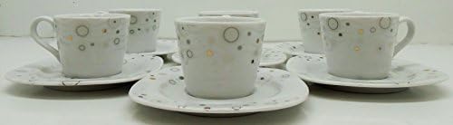 Weisenberg Fine Porcelain Espresso& Turkish Coffee Cup 12 Pieces "White-Grey Circles"