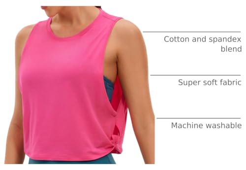 Image of CRZ YOGA Pima Cotton Dropped Armhole Tank | Workout, Naturally Soft, Loose Fit, Crop, Crewneck, Knotted Sides, Sleeveless Tops for Women