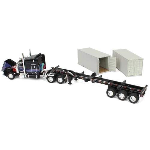 Camión Peterbilt 389 Negro 1:64 con Contenedores miniatura 4