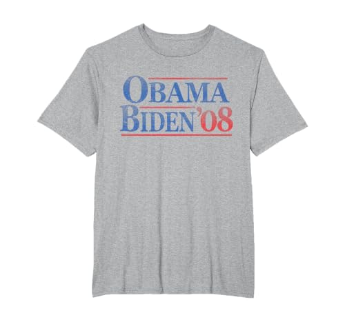 Retro Distressed Vintage Obama Biden 08 Campaign T-Shirt, Men's Big and Tall, Heather Grey, 5X Tall