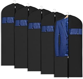 Univivi Garment Bag 43 inch Suit Bag for Storage (Set of 5), Foldable Washable Clear Lightweight Garment Bags for Costumes Suits Coats (60cm*109cm)