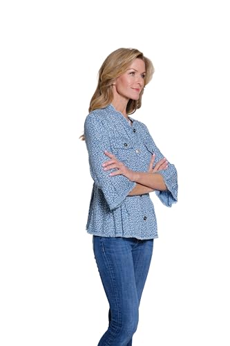 MULTIPLES Women's 3/4 Flounce Sleeve 2-Pocket Button Front Peplum Jacket2