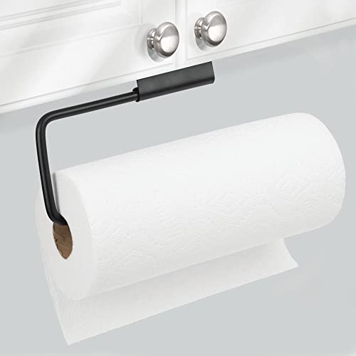 Mdesign Versatile Metal Wall Mount Paper Towel Holder & Dispenser, Mounts To Walls Or Under Cabinets - For Kitchen, Pantry, Utility Room, Laundry And Garage Storage - Holds Jumbo Rolls - Black #TOP1