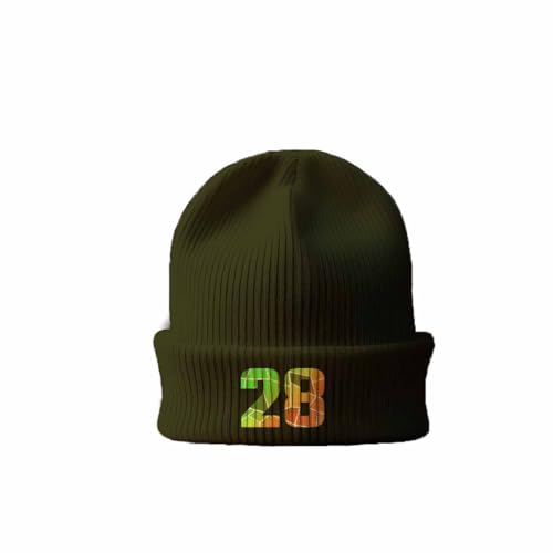 28 Number Cuffed Beanie Olive bonnet d'exception aux finitions soignées