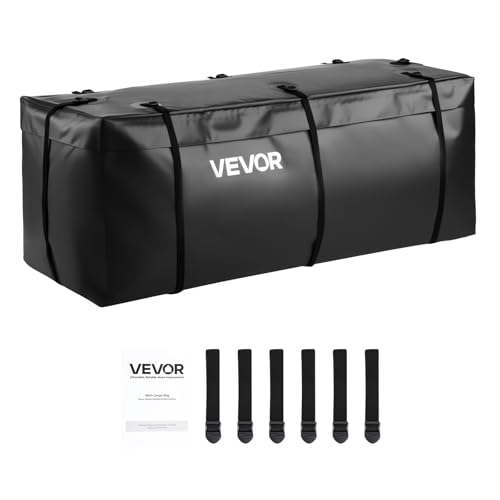 VEVOR Hitch Cargo Carrier Bag, Waterproof 840D PVC, 59.84 x 24.02 x 24.41 in (20 Cubic Feet), Heavy Duty Cargo Bag for Truck Bed Storage with 6 Reinforced Straps, Suitable for Car Vans Hitch Basket