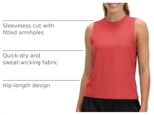 Image of ODODOS Women's Performance Tank Ultra Soft odSTRATUM Tech Sleeveless Tee Shirts High Crew Neck Pullover Top