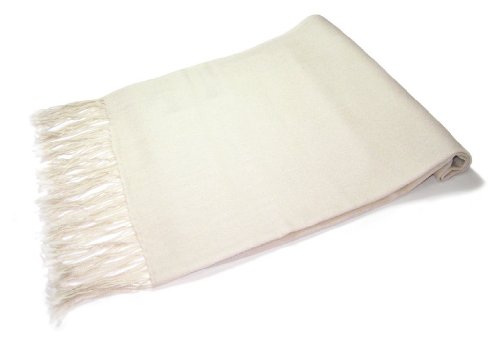 100% Wool Pashmina Solid Scarf CREAM Color Womens Shawl Wrap Scarves - Main Image