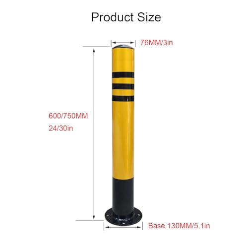 Borne de sécurité en acier jaune 61 cm avec bandes réfléchissantes - 8