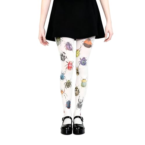 HOHOPEACH Whimsy Twee Funky Patterned Tights Women Teen Girls Y2k 2000s Cool Fun Printed Tights Streetwear (White green One Size)