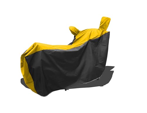 Image of Two Wheeler - Bike Cover for New RE Bear 650 Bike Cover with Water-Resistant and Dust Proof Premium 190T Fabric Yellow Stripe