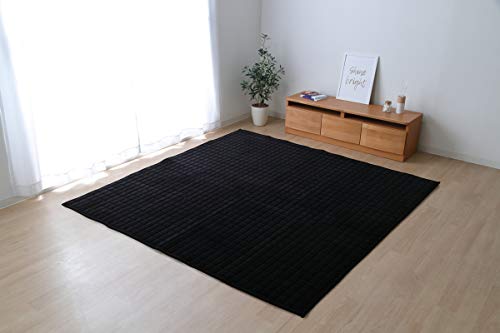 イケヒコ ラグ カーペット マット 正方形 ムー ブラック 約185×185㎝ もっちり #9844538