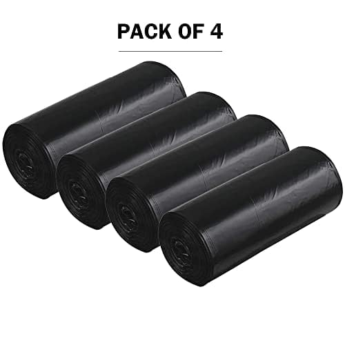 Image of Premium Recyclable Garbage Bags | Large Size Durable Dustbin /Trash Bags Dustbin Covers for Wet and Dry Waste - Black (Pack of 4 Rolls) Total 60 Bags