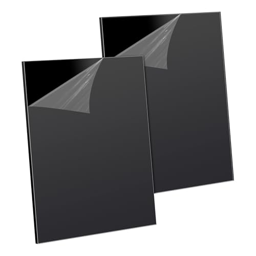Fogli di Plastica Nero 2 Pezzi Pannello in Acrilico Nero, Piastre di plastica ABS Plexiglass Dura per Decorazione Domestica, Progetti Espositori, Display, Cornice, Pittura (30x20x0.5cm)