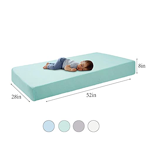 2 Pack Jersey Crib Sheets Set, Stretchy Jersey Knit Crib Fitted Sheet For Boys And Girls, Size 28 X 52 In, Baby Sheets Fit Standard Crib And Toddler Bed (Aqua Grey) #TOP1