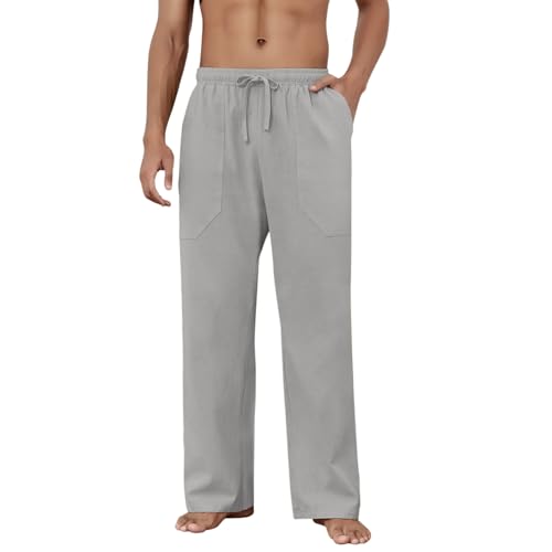 Pantalon en coton et lin homme fin contre la chaleur coupe droite fluide - 5