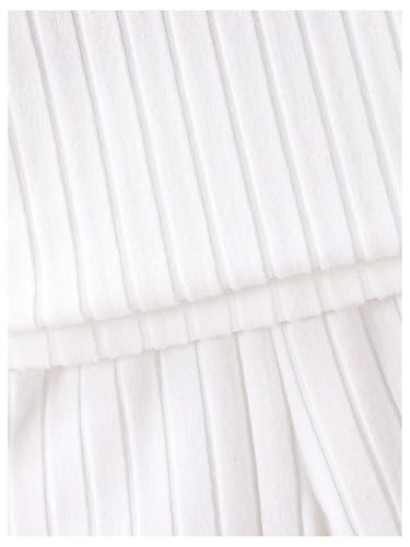 Image of RoseSeek Boy's 2 Piece Summer Outfits Ribbed Knit Color Block Short Sleeve Golf Shirt and Track Shorts Sets White 5Y