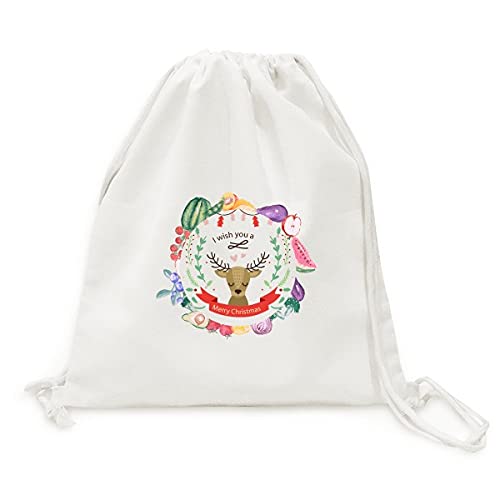 Sac en tissu pliable de Noël motif cerf pour fruits et légumes réutilisable
