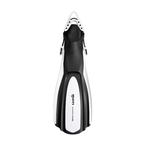 Mares Unisex Avanti Pure Open Heel Fins with Adjustable Straps for Scuba Diving, Medium/Large, White
