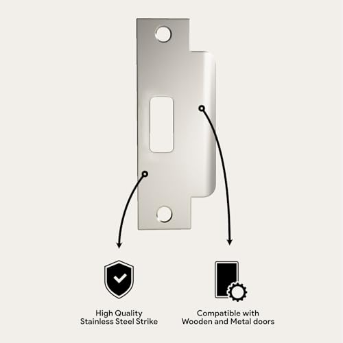 Image of Mega Handles T-Strike Door Plate - Durable Door Strike Plate, Silver Strike Plates for Interior Doors