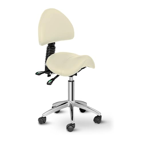 Physa Siège-Selle avec Dossier Assis Debout Ergonomique De Cheval Tabouret Physa Berlin Beige (90-120°, 55-69 cm, 150 Kg, Pivotant, roulettes, Beige)