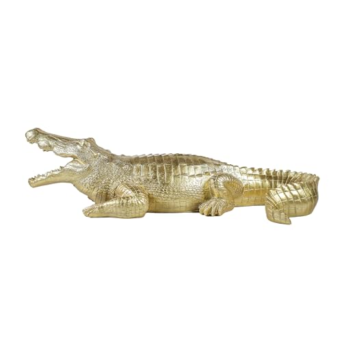 Estatua de Cocodrilo Dorado de Resina miniatura 2