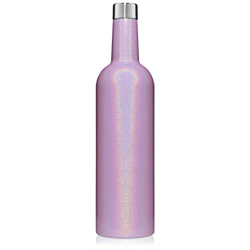 Brümate Winesulator 25 Oz Triple-Walled Insulated Wine Canteen Made Of Stainless Steel, 24-Hour Temperature Retention, Shatterproof, Comes With Matching Silicone Funnel (Glitter Violet) #TOP11