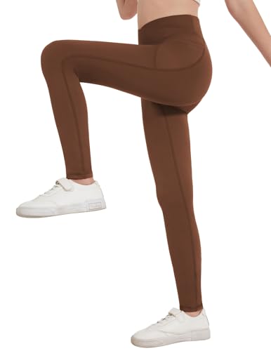 Zaclotre Girls Athletic Leggings Cross High Waisted Yoga Pants for Kids Dance Workout Running Tights with Pockets4
