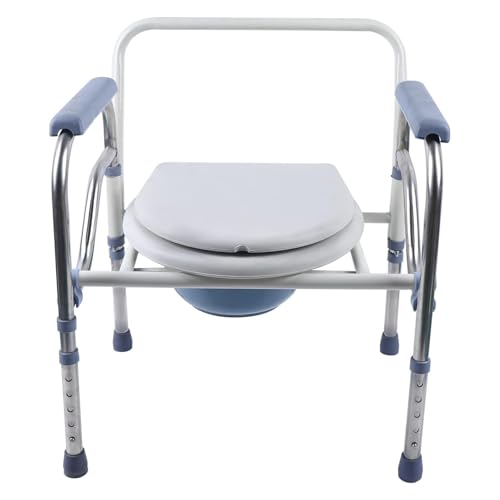PRMTYUP Chaises De Toilette, Siège De Douche De Toilette, Siège De Douche Pliable, Chaise Percée pour Personnes Âgées pour Adultes, Capacité De Charge Jusqu'à 150 Kg,Bleu