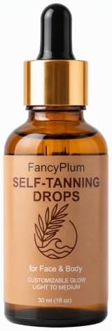 Sunless Tanning Drops for Face & Body, Customizable Glow Bronzing Serum, Plant Based Self Tanners, Streak-Free & Non Orange 30ml (Medium)
