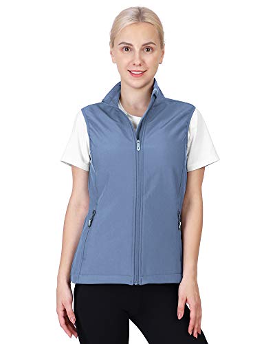 Outdoor Ventures Women's Lightweight Softshell Vest Windproof Fleece Lined Zip Up Sleeveless Jacket for Running Hiking Golf Violet Blue